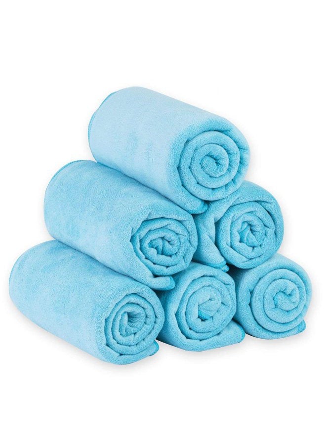 JML Microfiber Bath Towels, Bath Towel Set (6 Pack, 27" x 55") - Extra Absorbent and Fast Drying,Multipurpose Microfiber Towel for Bath, Beach, Pool, Sports, Yoga - Sky Blue - Image 1