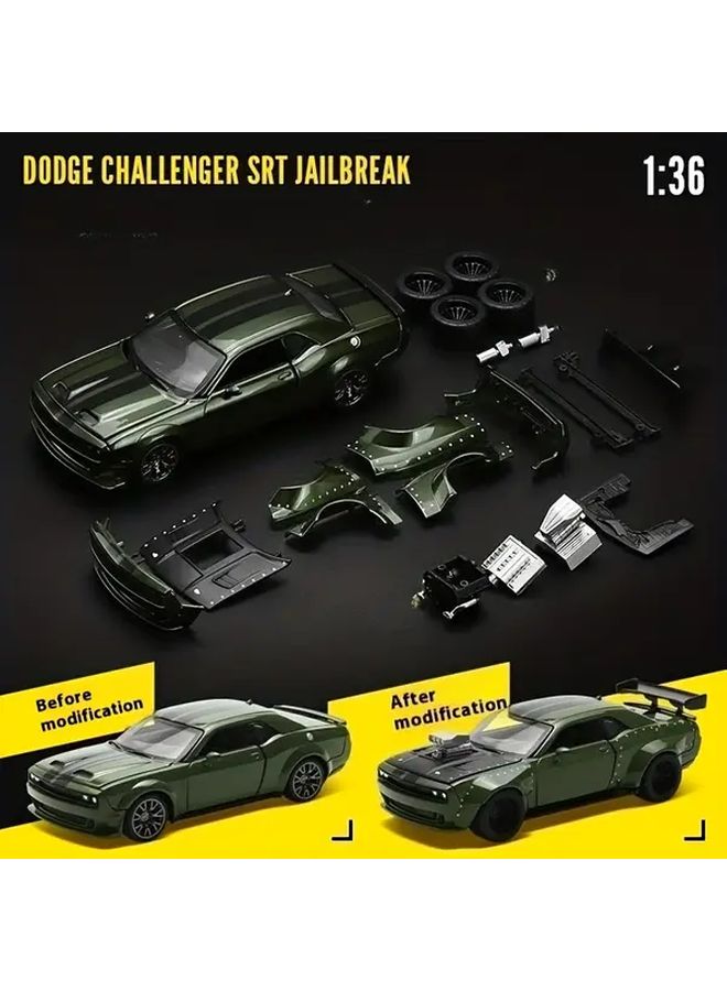Green 1 36 Scale Dodge Challenger Classic Car Model Collectible Toy with Openable Doors - Image 1