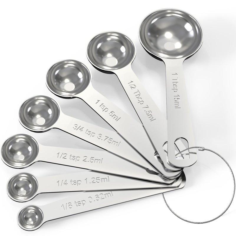 TILUCK Stainless Steel Measuring Spoons Set,Coffee Scoop Spoon,Kitchen Gadgets for Cooking & Baking,Set of 7 - Image 1