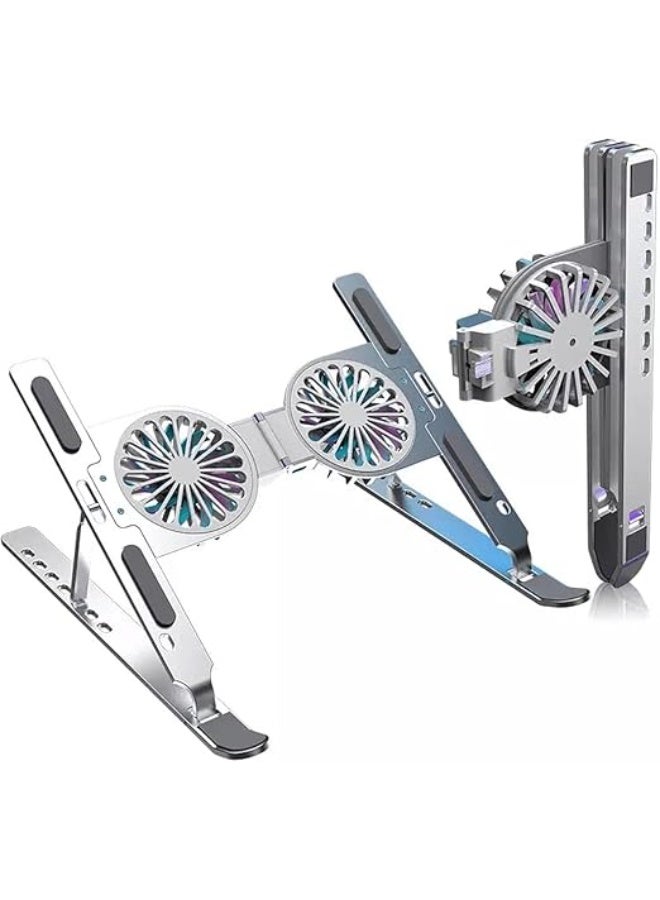 Adjustable laptop stand with USB cooling fan | Aluminum | Foldable and comfortable | Fits 10-17 inch laptops - Image 2