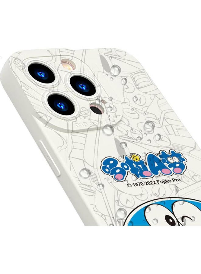 Purecolor Iphone 14 Case, Doraemon Full Protection Silicone Shockproof Cover For Men And Women, Simple Eyes Soft Protective Case - Smiling Doraemon - Image 1