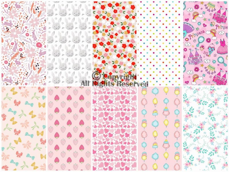 Craftido -25 Options- 100% Cotton Quilting Fabric Bundles 10pcs Fat Quarters 18”x21”-Medium Weight 5.2 oz- Soft Cotton for Quilting, Sewing Project, Patchwork, DIY Crafts - Girls - Image 2