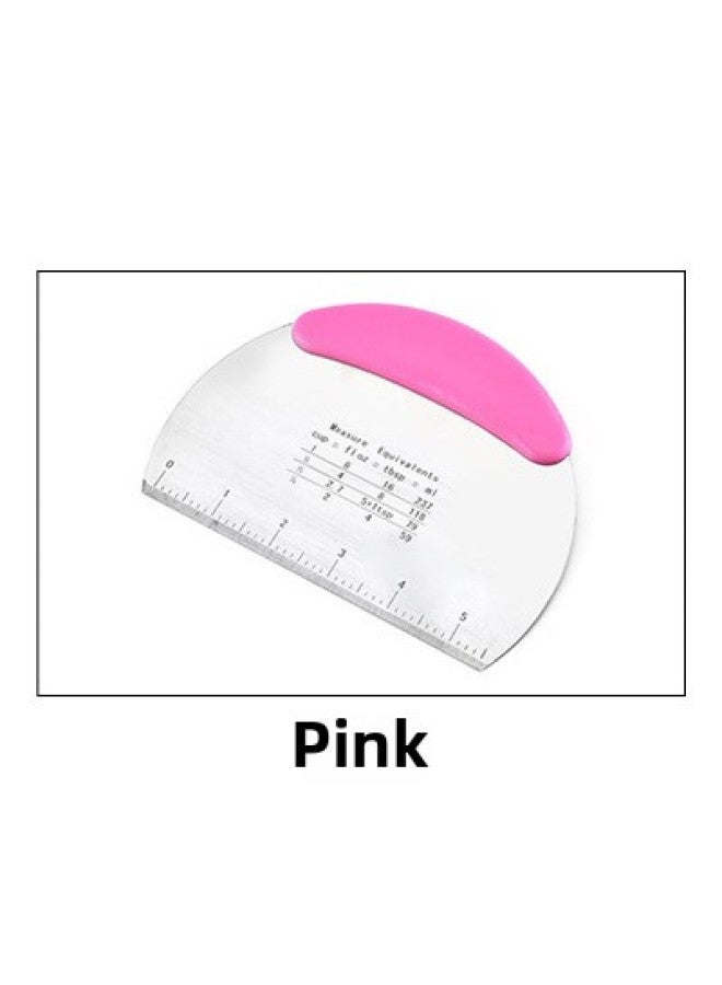 Noodle Cutter Baking Tool Cream Scraper Semicircle Non-slip Bag Scale Flour Dough Cutter Scraper-Specifications:Pink - Image 1