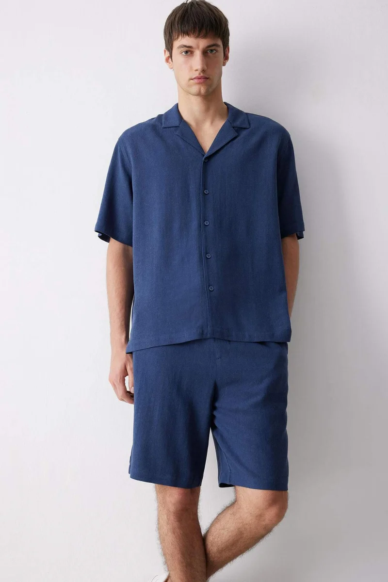 DeFacto Relax Fit Resort Neck Cotton Short Sleeve Shirt