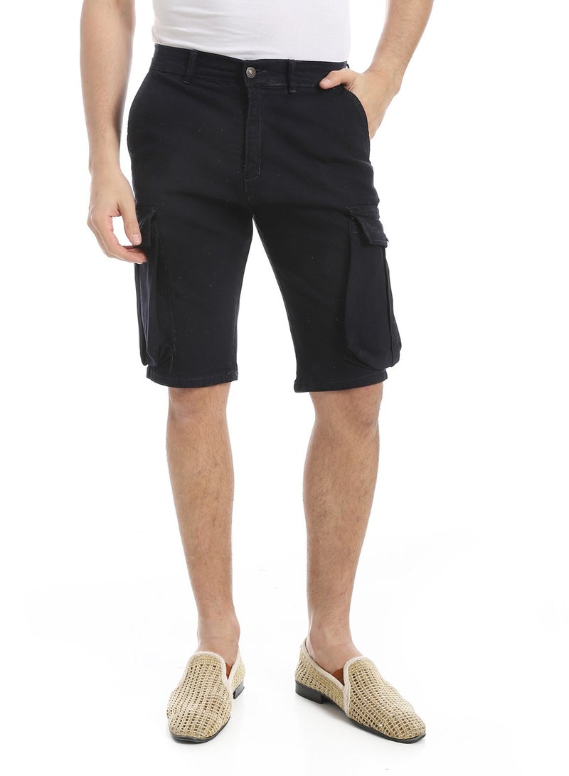 Andora Plain Gabardine Cargo Shorts _ Blue Black - Image 1