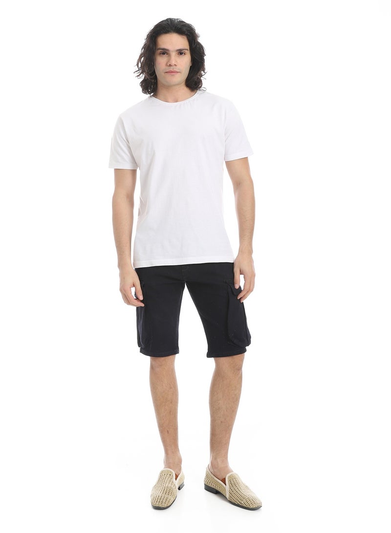 Andora Plain Gabardine Cargo Shorts _ Blue Black - Image 5
