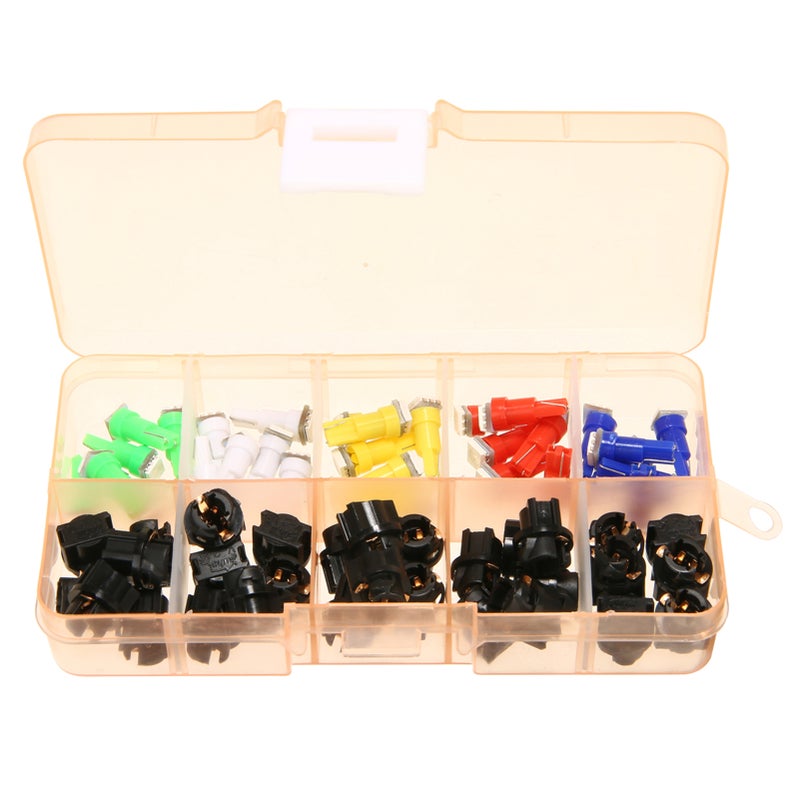 30pcs Car Auto T5 T10 5050 SMD LED Light Bulbs Instrument Panel Dashboard Light Bulbs Lamp 12V 5 Kind Color - Image 1