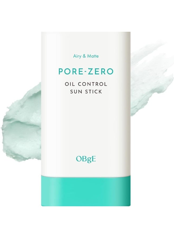 او بي جي اي OBgE Pore-Zero عصا واقية من الشمس للتحكم في الزيت SPF50+ PA++++ | واقي شمس غير دهني وماتي للبشرة الدهنية والمعرضة لحب الشباب، لا يترك أثرًا أبيض، تحكم طويل الأمد في الزيت، مناسب للسفر - Image 1