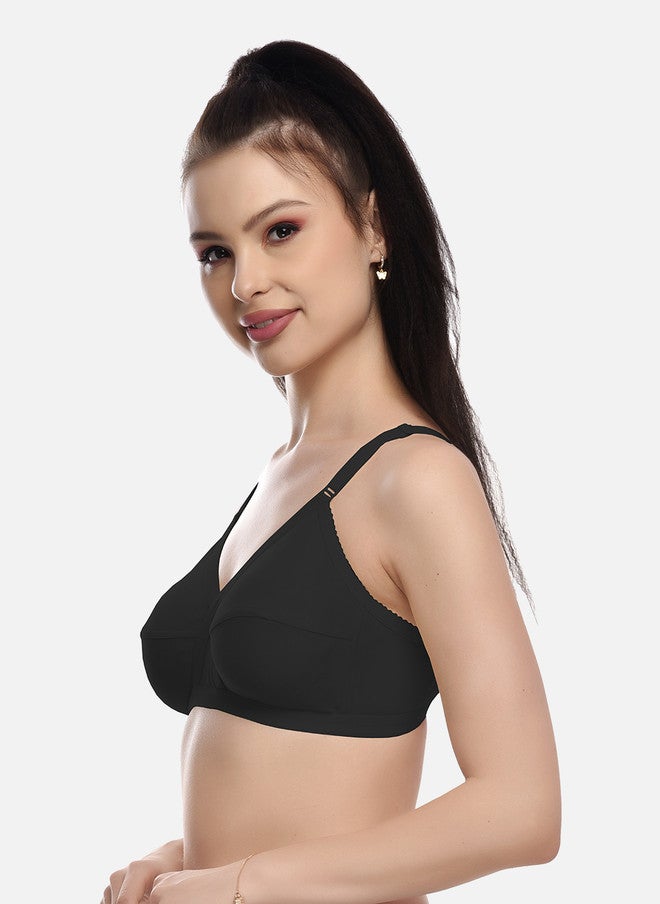 FIMS Pack of 2 Cotton Blend Non-Padded Bras in Black and Maroon - Image 4