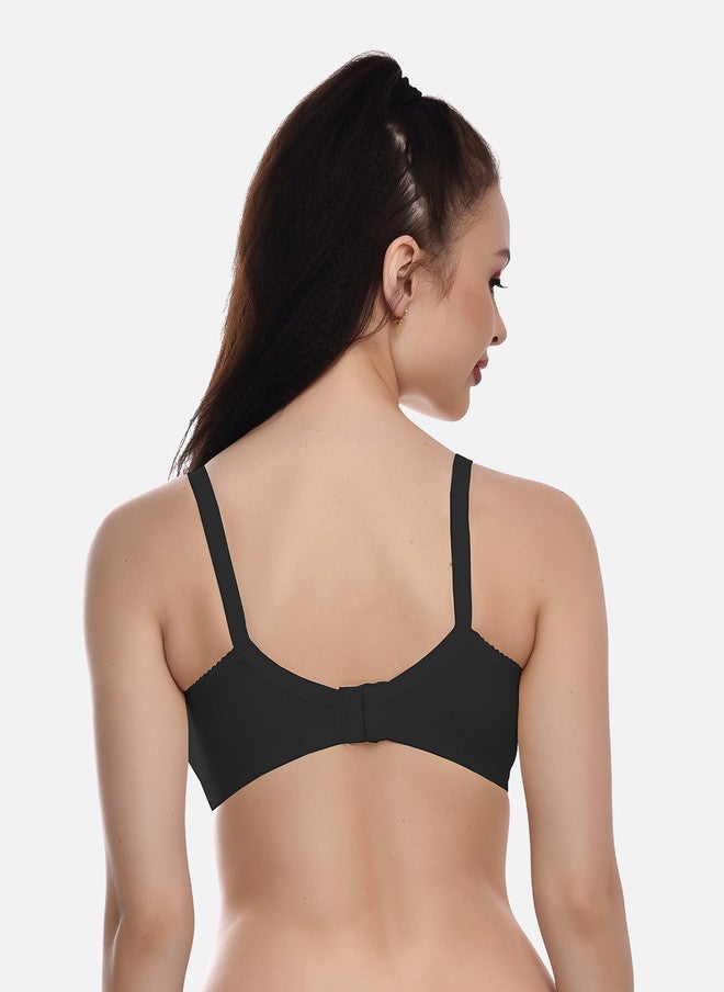 FIMS Pack of 2 Cotton Blend Non-Padded Bras in Black and Maroon - Image 5