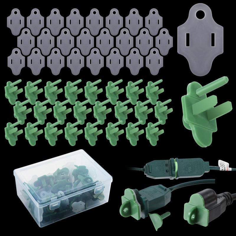 Maasechs 25 Sets Green Weatherproof Gaskets and Plug Protectors Covers Outdoor Plug Cover Extension Gfci Cord Christmas Lighting Installation Weatherproof Kit Outdoor Stop Tripping - Image 2
