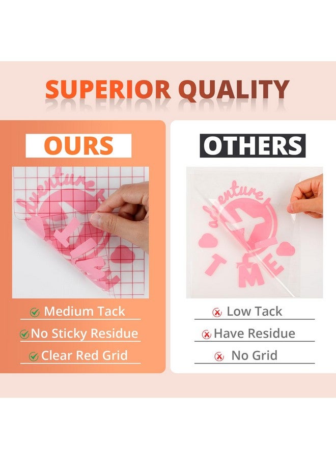 HTVRONT Clear Vinyl Transfer Paper Tape Roll 6" X 50 Feet Clear W/Red Alignment Grid Application Transfer Tape Perfect For Self Adhesive Vinyl For Signs Stickers Decals Walls Doors & Windows - Image 3