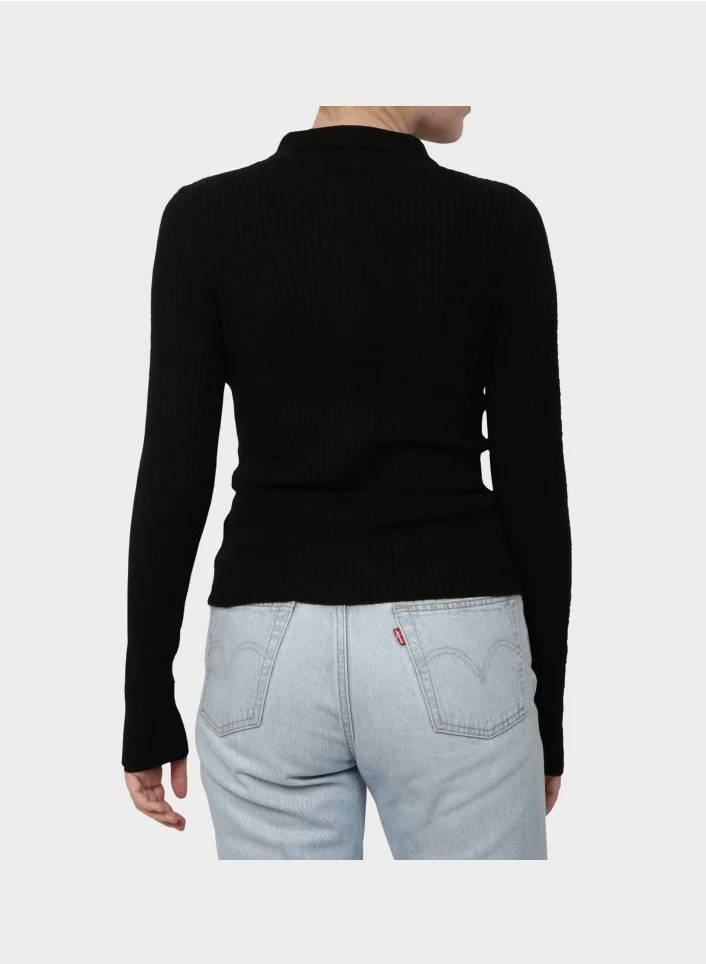 اونلي LIBI LS RIB O-NECK ZIPPER CARDI