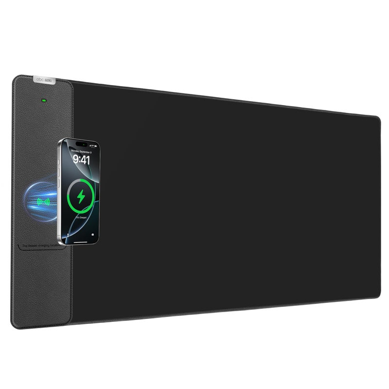 abc.mat 2-in-1 Mouse Pad with Wireless Charging, Gaming Mouse Pad, 31.5"x15.8" Large Desk Mat for Laptop/Keyboard, Waterproof Smooth Surface, Non-Slip Base, No Adapter - Image 1