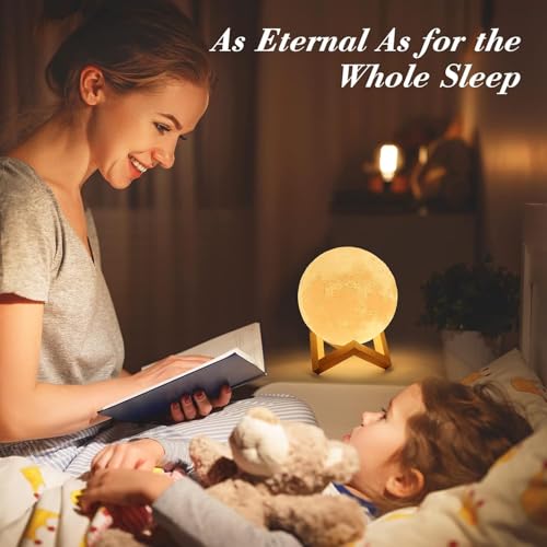 Desidiya Moon Lamp, 7 Colors LED Night Light for Kids 3D Printing New Moon Light with Stand & Touch Control & Timing, Moon Light Lamp for Kid Friend Birthday, Room Decor (Diameter 4.8 INCH) - Image 4