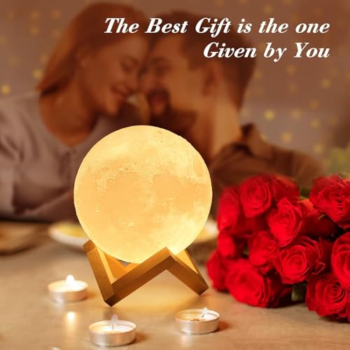 Desidiya Moon Lamp, 7 Colors LED Night Light for Kids 3D Printing New Moon Light with Stand & Touch Control & Timing, Moon Light Lamp for Kid Friend Birthday, Room Decor (Diameter 4.8 INCH) - Image 5
