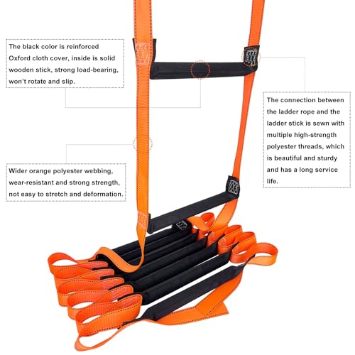 FKNGS Fire Escape Ladder with 2 Heavy Hooks, 33.1 Feet Emergency Fire Ladder for 3-5 Story Homes, Reusable Safety Rope Ladders for Window Balcony Railing Treehouse, Orange - Image 5