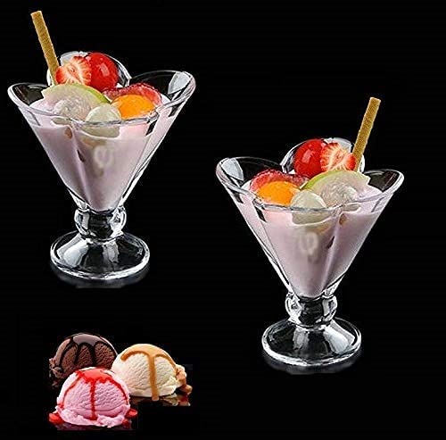 TOPHAVEN Crystal Clear Ice Cream Bowl || Transparent Glass Flower Shape Ice Cream Bowl for Dessert, Fruit, Salad and Cocktail Cups || Dessert Bowl || Mixing Bowl -Set of 6 - Image 4