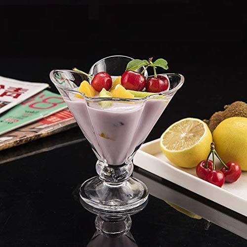 TOPHAVEN Crystal Clear Ice Cream Bowl || Transparent Glass Flower Shape Ice Cream Bowl for Dessert, Fruit, Salad and Cocktail Cups || Dessert Bowl || Mixing Bowl -Set of 6 - Image 5