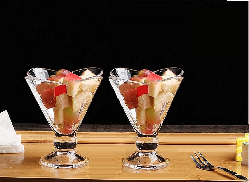 TOPHAVEN Crystal Clear Ice Cream Bowl || Transparent Glass Flower Shape Ice Cream Bowl for Dessert, Fruit, Salad and Cocktail Cups || Dessert Bowl || Mixing Bowl -Set of 6 - Image 2