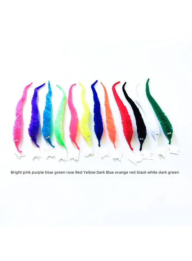 Magic Worm Twisty Toy Prank Props Caterpillar Mermaid Magic Tricks Novelty Toys Funny Pranks Gag Gifts-Color:Blue  - Image 4