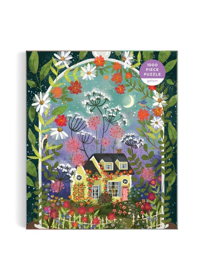 Galison Bloomarium - 1000 Piece Joy Laforme Jigsaw Puzzle Featuring Beautiful Artwork Of A Cozy Cottage Encased In A Blooming Terrarium  - Image 1