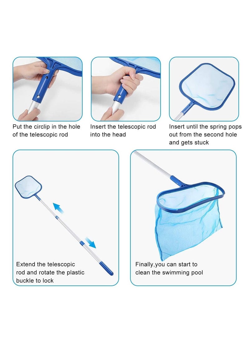 Excefore wimming Pool Deep Leaf Net Pools Spas Skimmer Hot Tub With Telescopic pole, Fine Mesh Net, Sturdy Frame, Strong Grip Handle, Pole Swimming Pool Net For Garden Pond, Fountain, Hot Tub And Spa - Image 4