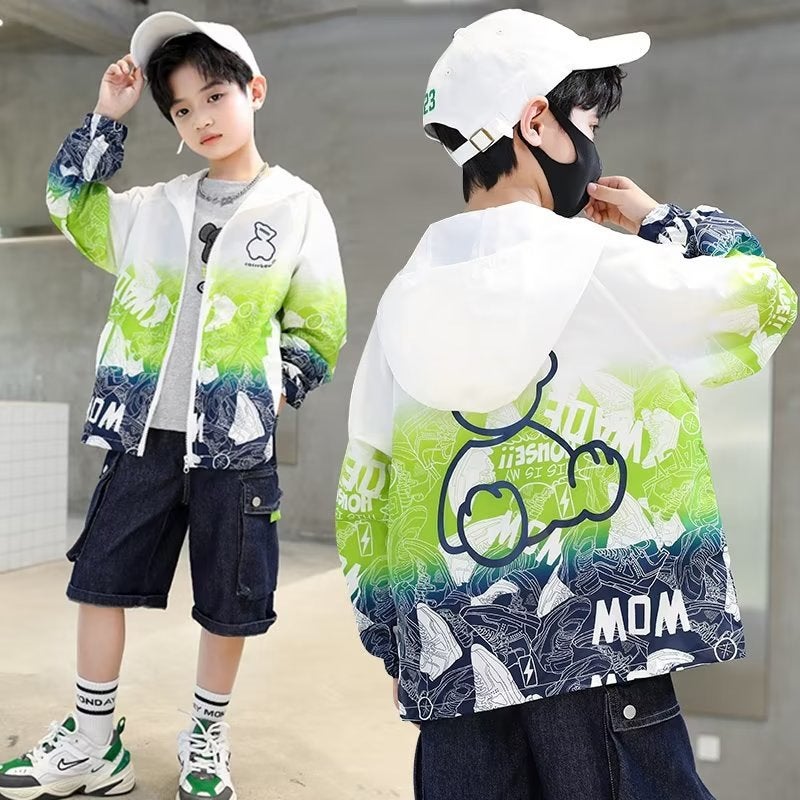 Children'S Wear Boy'S Summer Sun Protection Coat 2023 New Children'S Summer Sun Protection Coat Thin Mid-Big Children'S Summer Fashionable - Image 2