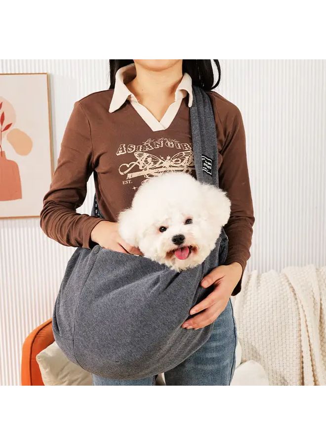 Dark Grey Foldable Dog Backpack Large Capacity Adjustable Shoulder Straps Polyester Pet Carrier - Image 5