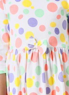Nautinati Nautinati Girls’ White Jersey Cotton Printed Dress  - Image 5