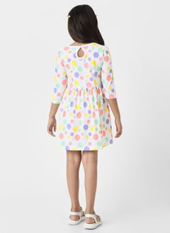 Nautinati Nautinati Girls’ White Jersey Cotton Printed Dress  - Image 3