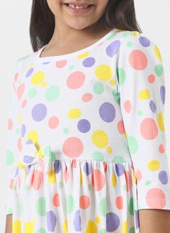 Nautinati Nautinati Girls’ White Jersey Cotton Printed Dress  - Image 4