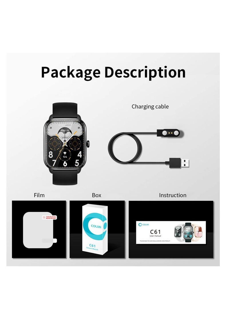 ColMi COLMI C61 Smart Watch For Men Women  Full Screen Bluetooth Calling Heart Rate Sleep Monitor 100+ Sport Models  - Image 5