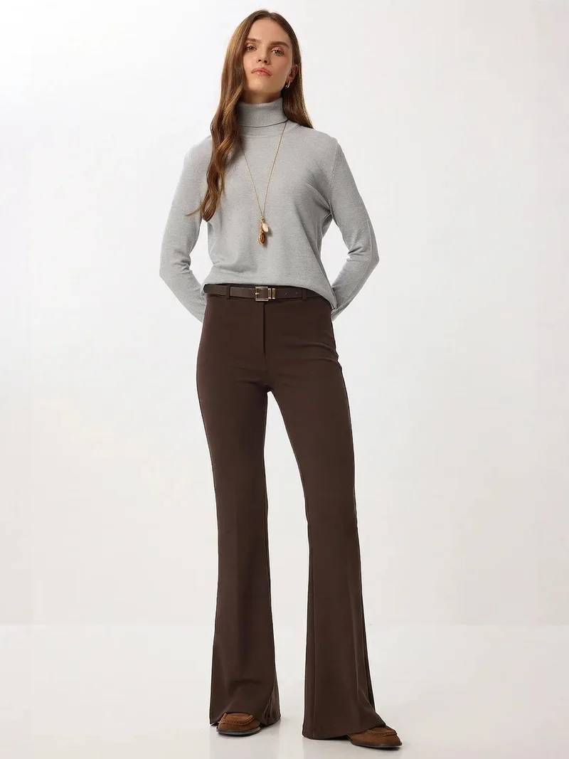 السعادة في إسطنبول ISTANBUL High Waist Flare Leg Pants with Belt