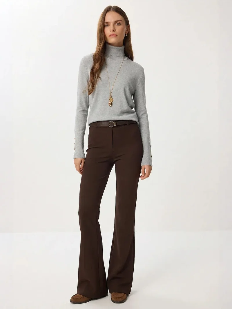السعادة في إسطنبول ISTANBUL High Waist Flare Leg Pants with Belt