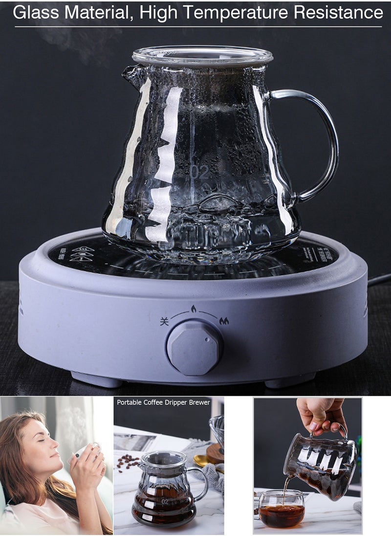 Qiccijoo Qiccijoo Pour Over Coffee Maker Set,Drip Coffee Maker with 100 pcs V01 Paper Filter,20 oz Borosilicate Glass Carafe,Portable Coffee Dripper Brewer for Home Cafe Restaurant Camping, 600ml  - Image 4