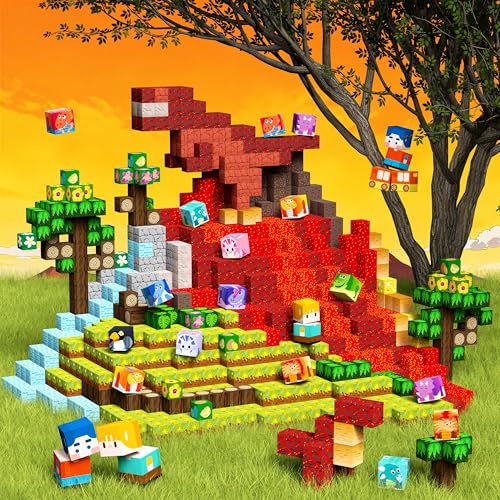 GobiDex 240PCS Magnetic Blocks Playset Dinosaur STEM Educational Building Toys Sensory Pretend Play Gift for Boys and Girls - Image 1