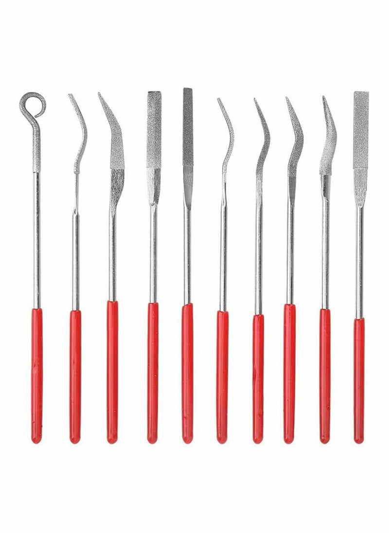 SYOSI 10 PCS Diamond File Set Mini Diamond Needle File, Common Abrasive Special-Shaped Grinding Carving, Multi-Function Manual Tools, for Ceramic Glass Metal Stone Jewelry 3x140mm  - Image 1