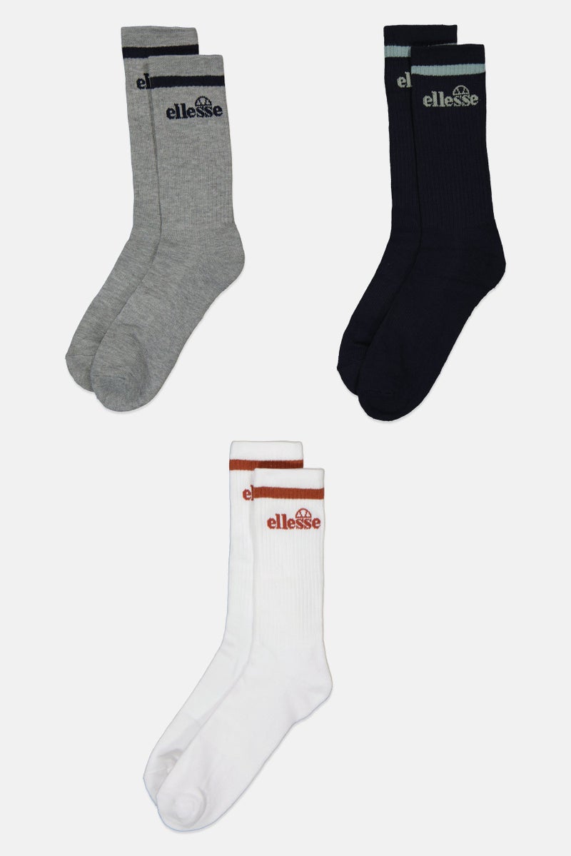 Ellesse Men 3 Pairs Pack Brand Logo Crew Socks, Multicolor - Image 3
