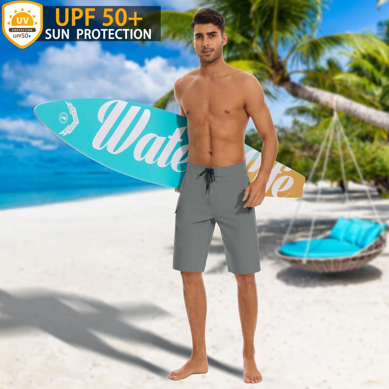 MIVEI 22" Men's Board Shorts Swimwear No Mesh Lining - Long Swim Trunks Surf Shorts Bathing Suit with Zipper Pocket UPF50+ - Image 2