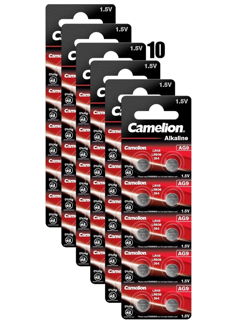 كاميليون بطاريات خلوية قلوية AG9/LR45/LR936/394 - عبوة من 10 قطع - Image 1