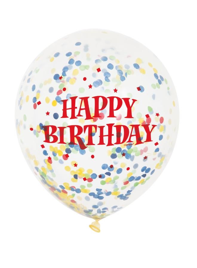 Unique 6 Pack 12" Happy Birthday Bright Confetti Balloons - Image 4