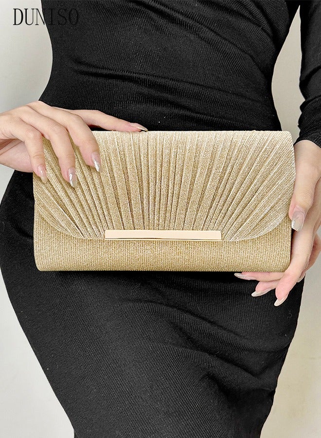 DUNISO Women Shiny Glitter Evening Clutch Crossbody Bag Envelope Handbag Chain Purse for Wedding Formal Cocktail Party  - Image 2