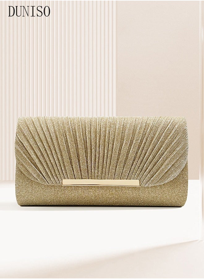 DUNISO - Women Shiny Glitter Evening Clutch Crossbody Bag Envelope Handbag Chain Purse for Wedding Formal Cocktail Party - Image 1