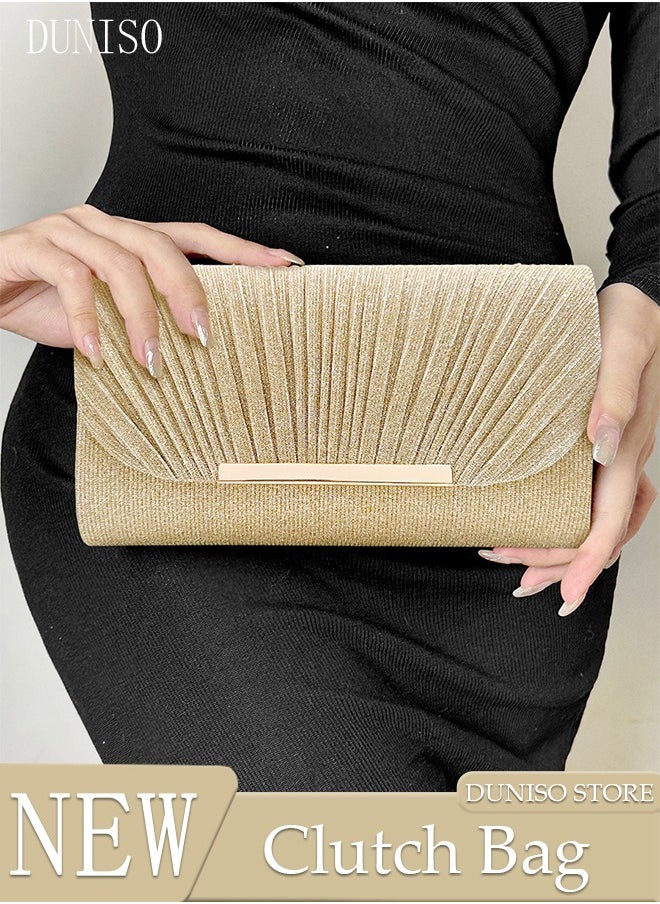 DUNISO - Women Shiny Glitter Evening Clutch Crossbody Bag Envelope Handbag Chain Purse for Wedding Formal Cocktail Party - Image 1
