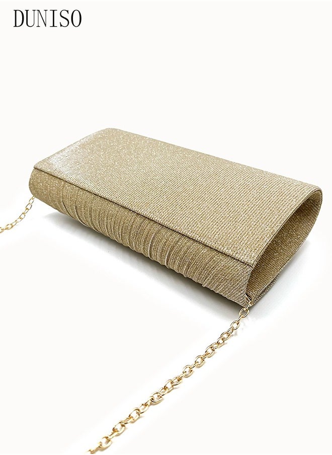 DUNISO - Women Shiny Glitter Evening Clutch Crossbody Bag Envelope Handbag Chain Purse for Wedding Formal Cocktail Party - Image 1