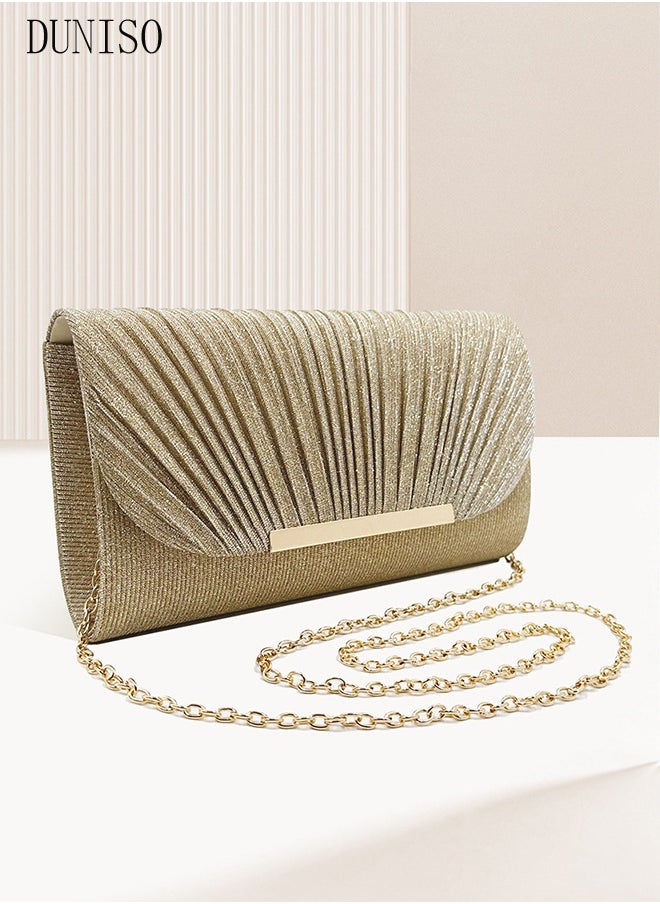 DUNISO - Women Shiny Glitter Evening Clutch Crossbody Bag Envelope Handbag Chain Purse for Wedding Formal Cocktail Party - Image 1