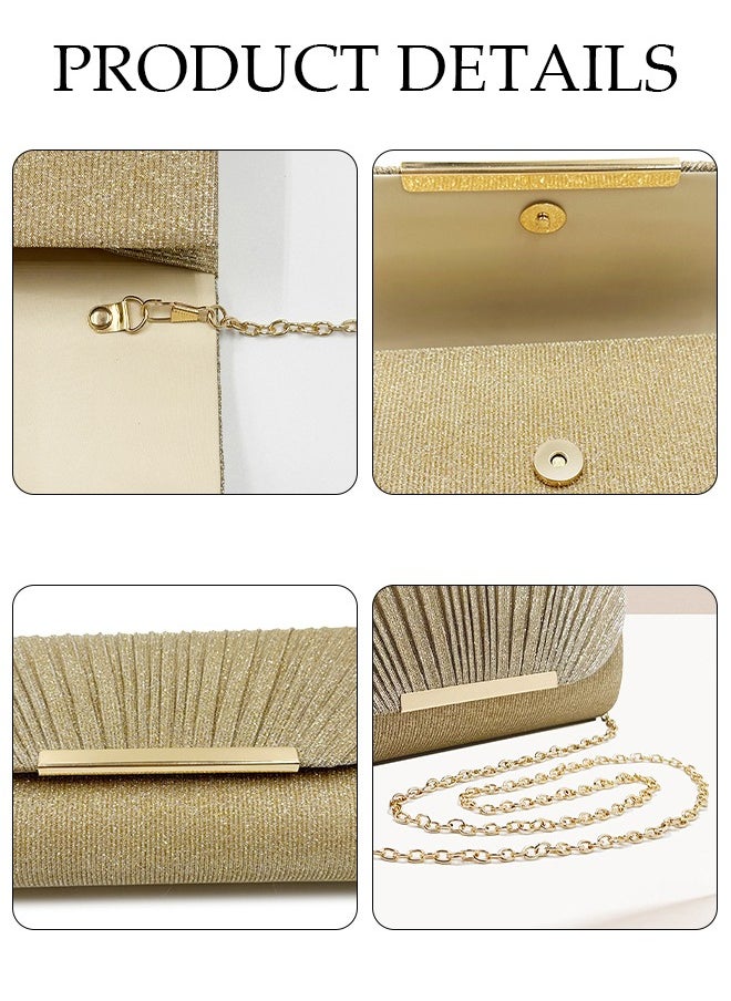 DUNISO - Women Shiny Glitter Evening Clutch Crossbody Bag Envelope Handbag Chain Purse for Wedding Formal Cocktail Party - Image 1