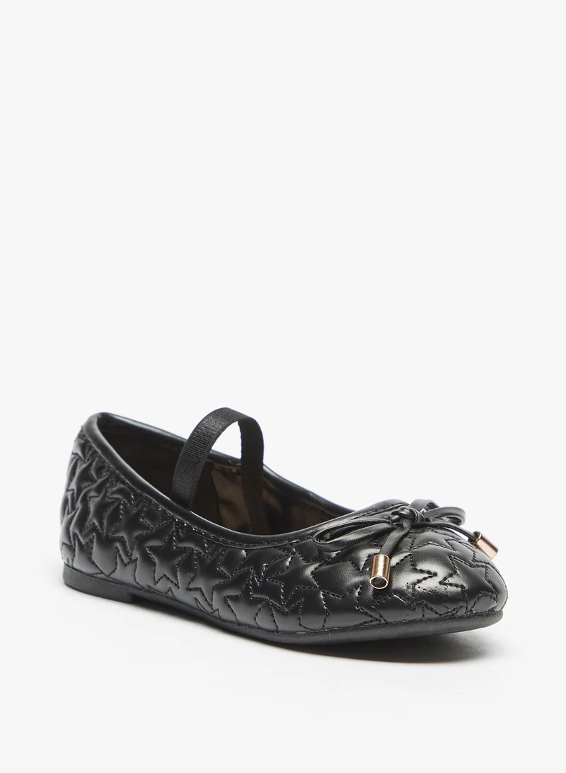 فلورا بيلا من شو إكسبرس Girls Star Quilted Slip On Ballerina Shoes with Elasticated Strap and Bow Applique