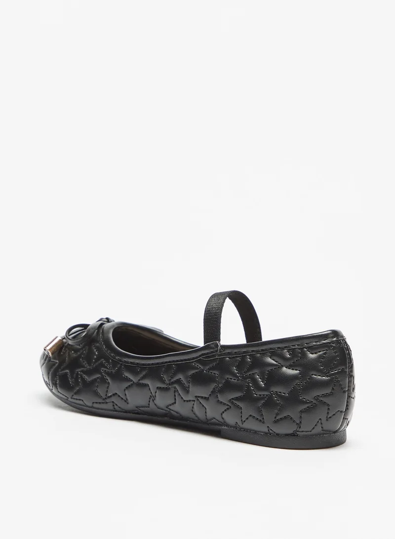 فلورا بيلا من شو إكسبرس Girls Star Quilted Slip On Ballerina Shoes with Elasticated Strap and Bow Applique